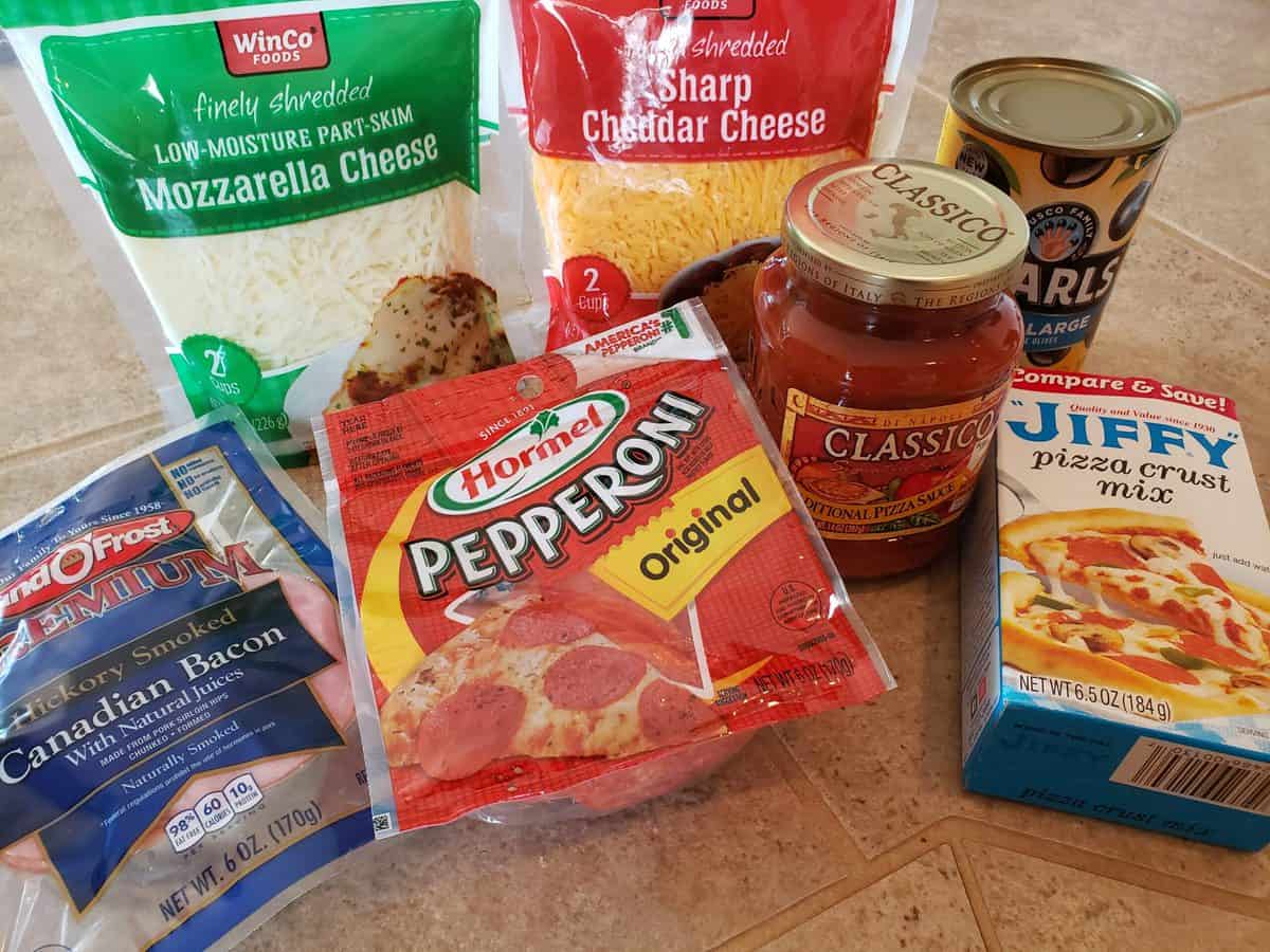Ingredients for Sheet Pan Pizza Recipe (Store Bought Dough)