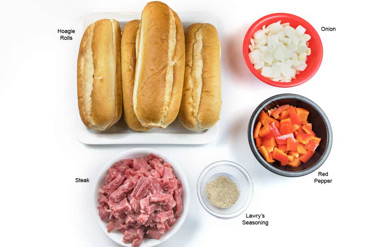 Ingredients for Philly Cheesesteak.