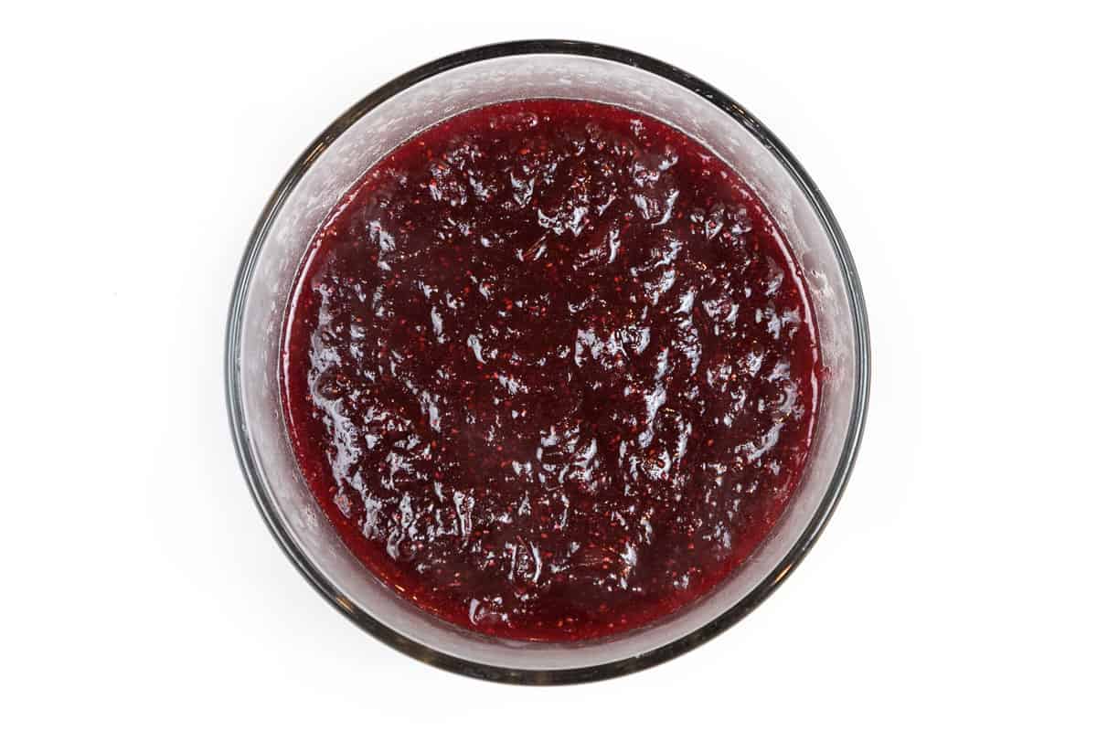 Cranberry sauce in a bowl.
