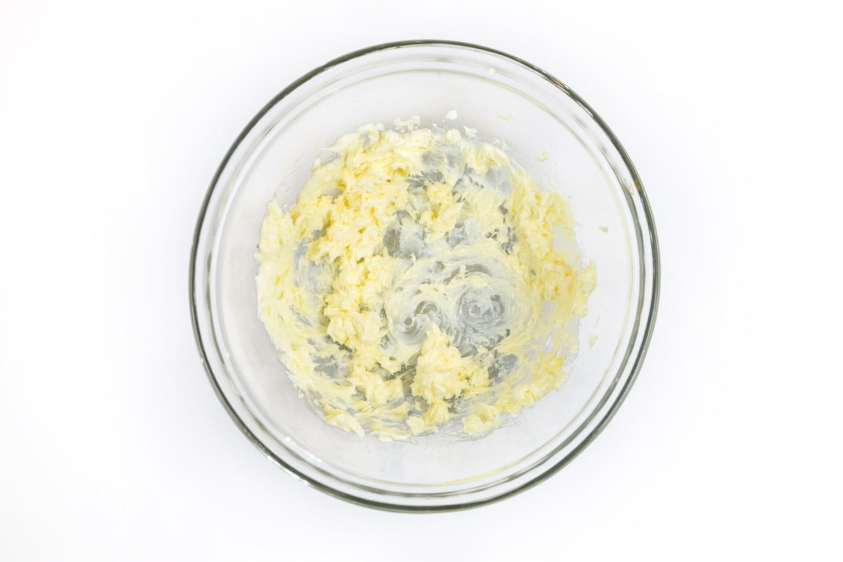 Creamed butter in a bowl.