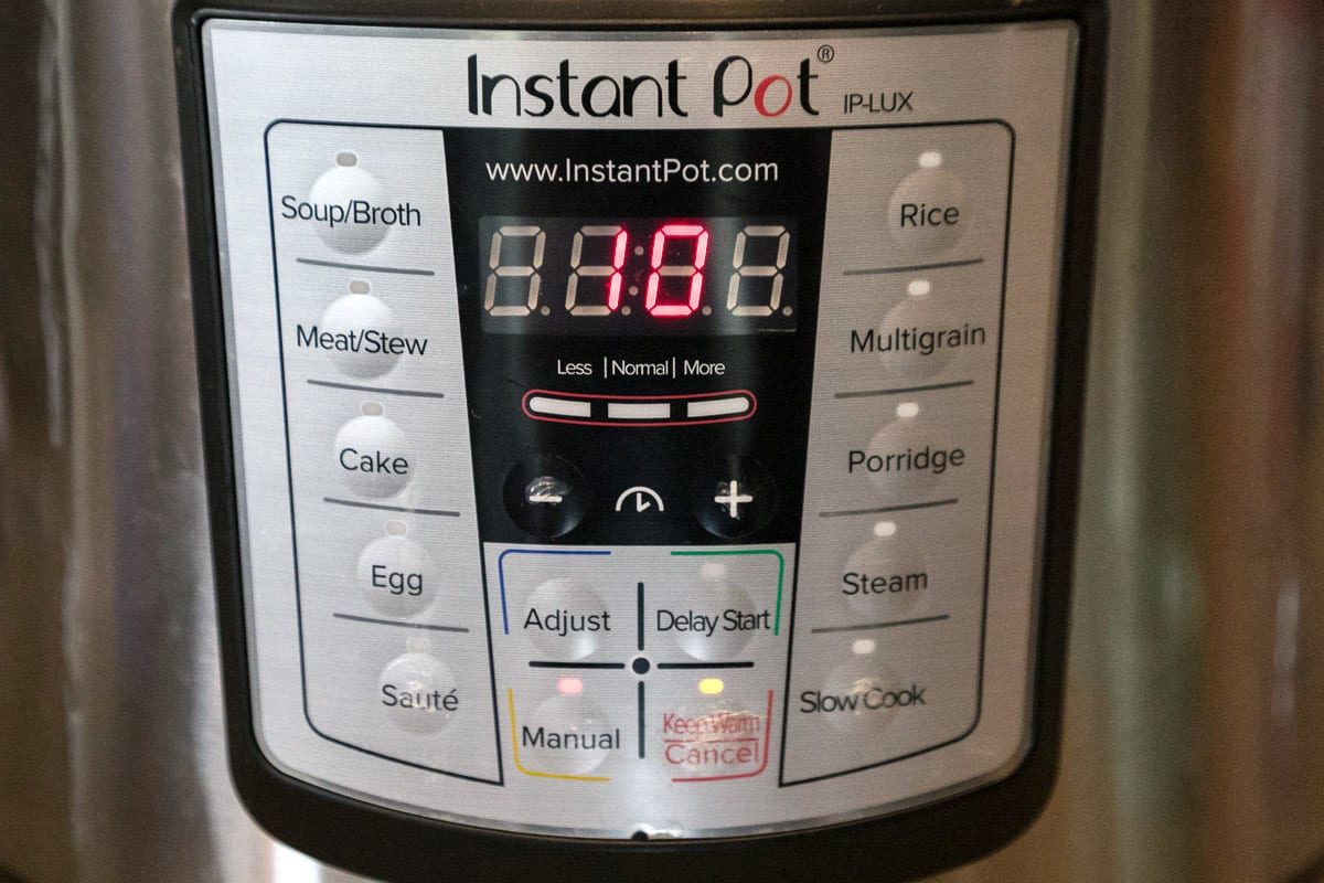 Set the manual button on the Instant Pot for 10 minutes.