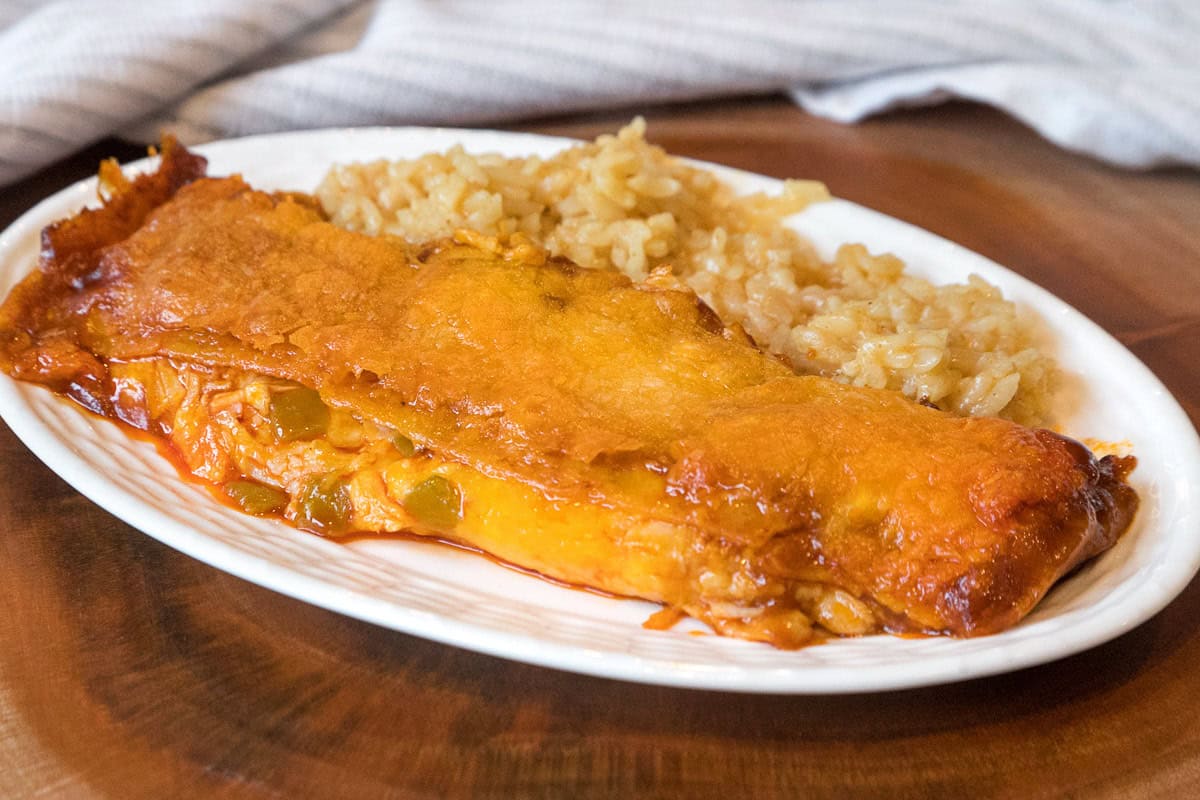 Chicken enchilada on the plate