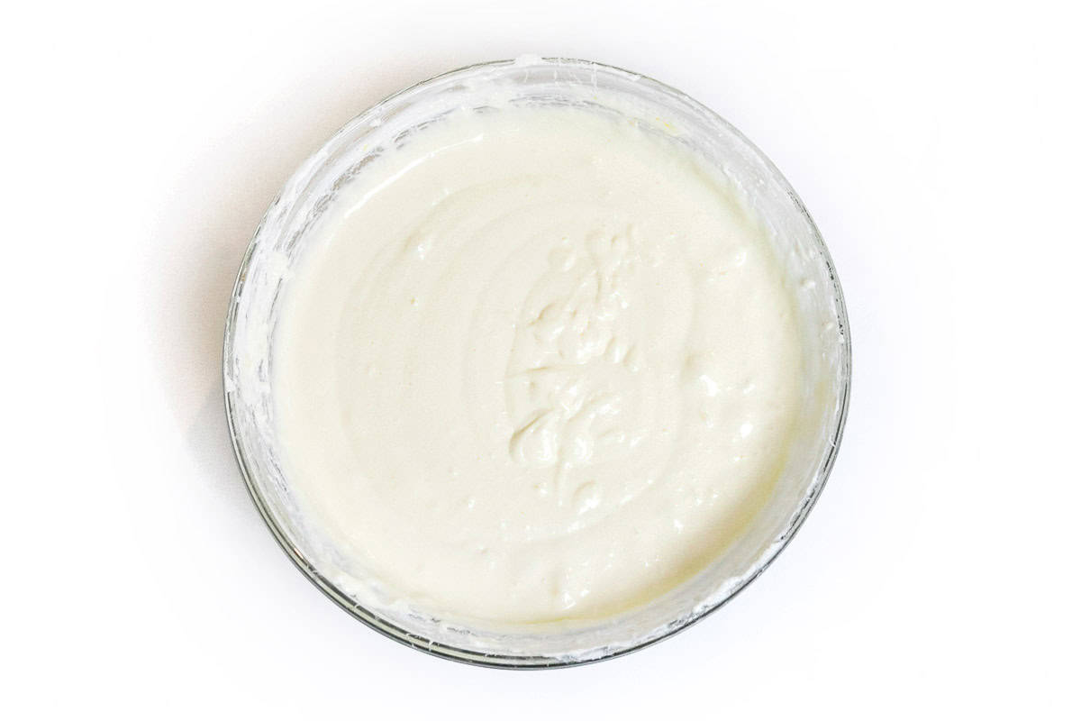 Cream cheese mixture in a bowl.