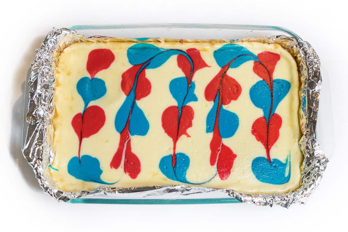 Baked 4th of July Cheesecake Bars.