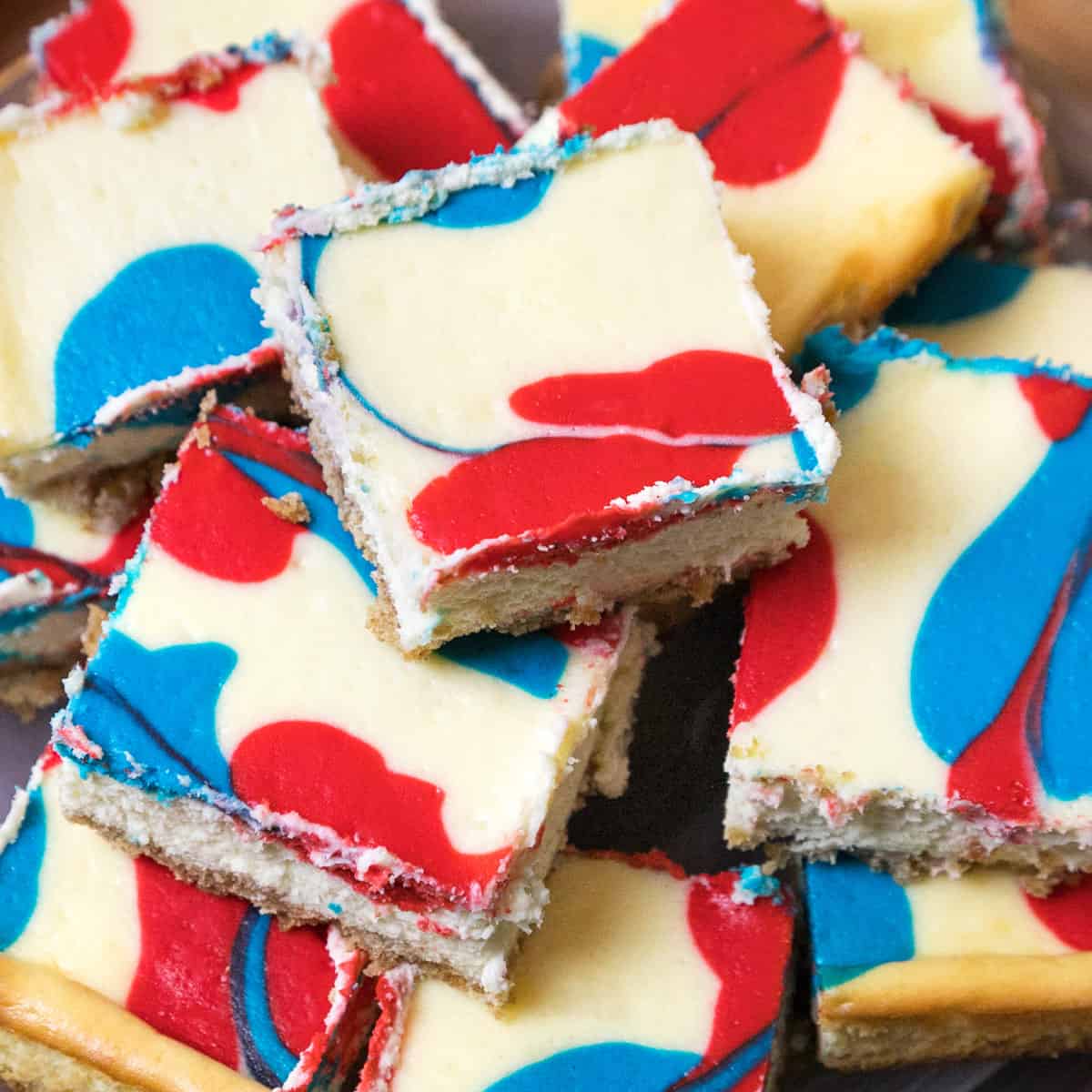 4th of July Cheesecake Bars (Red, White & Blue)