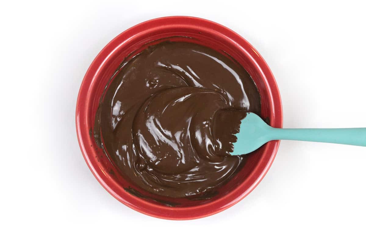 Melted chocolate chips in a bowl.
