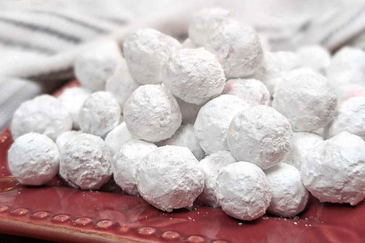 Powdered sugar-coated cranberries.