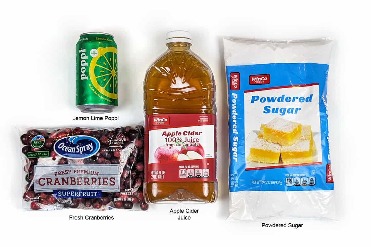 Ingredients for popping candied cranberries.