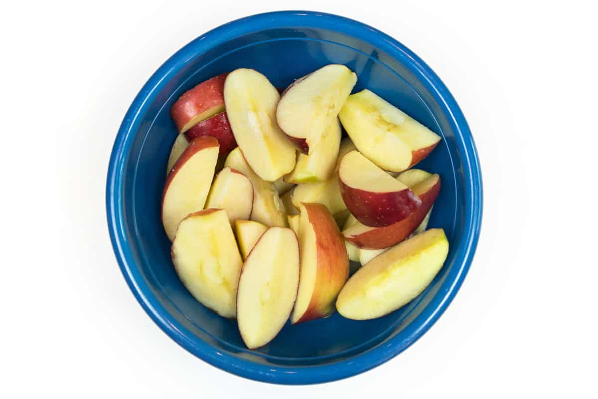 Apple slices in a bowl.