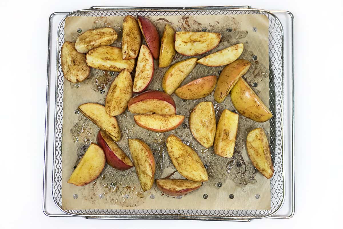 Baked apple slices in the air fryer.