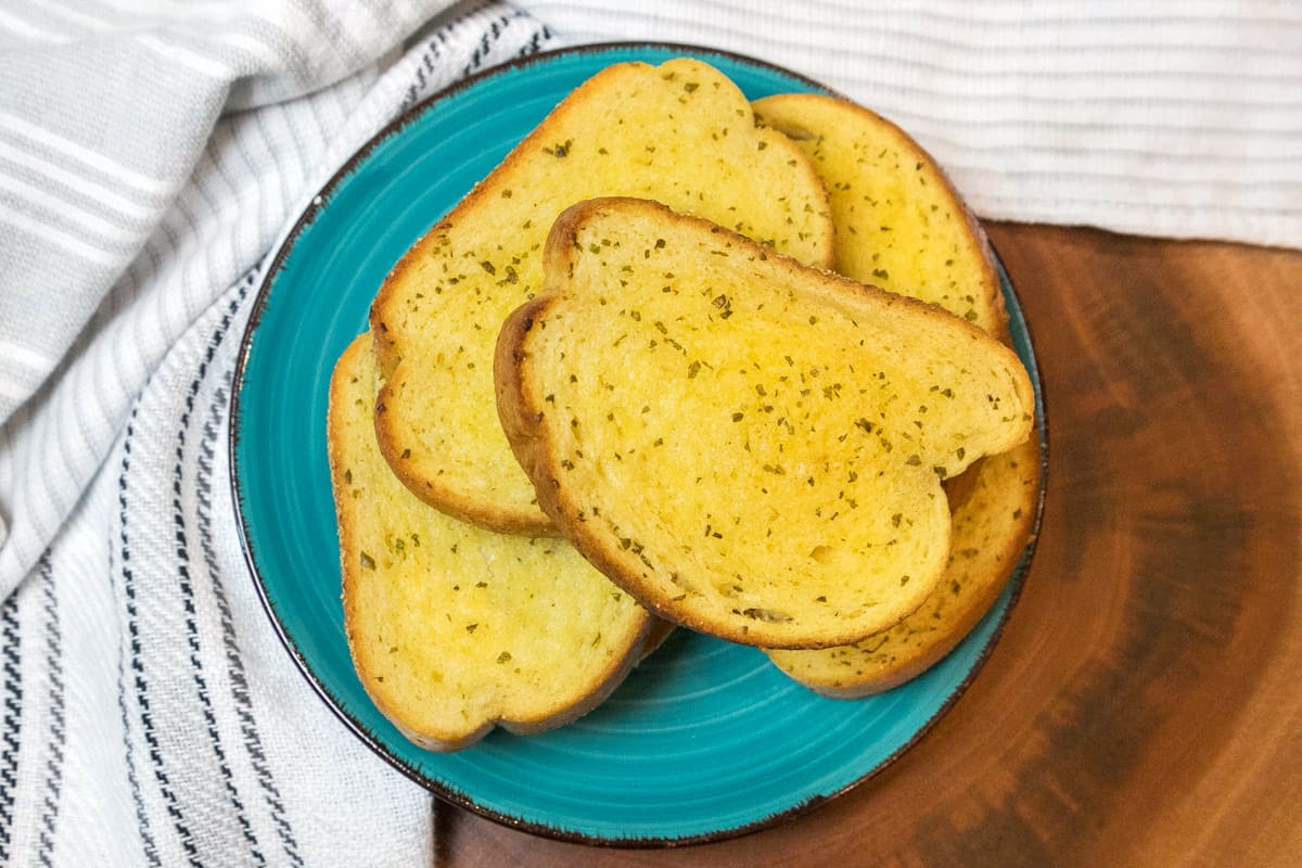 Easy air fryer frozen garlic bread.