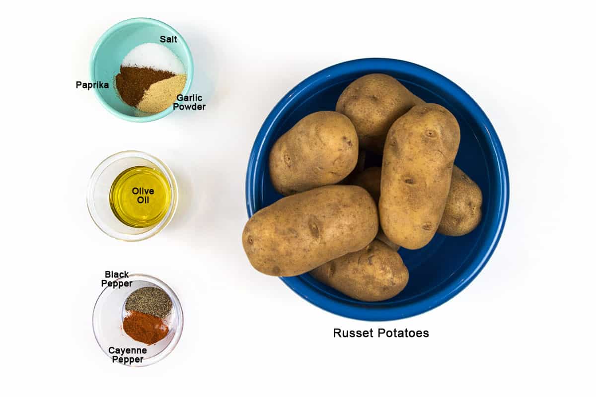 Ingredients for Air Fryer Potato Wedges.