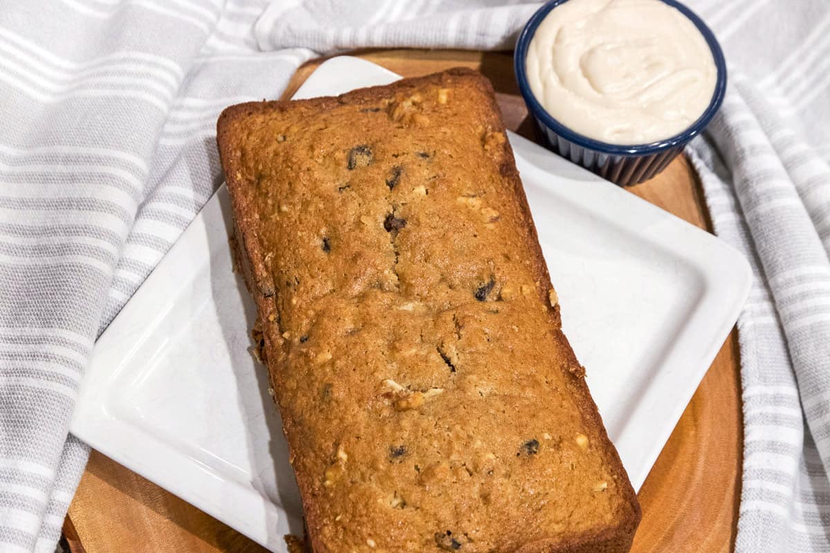 A loaf of applesauce spice cake.