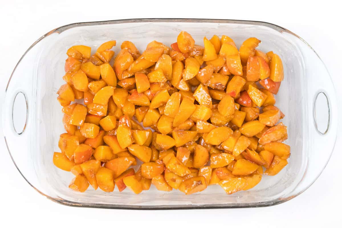 Pour the apricots into a buttered baking dish.