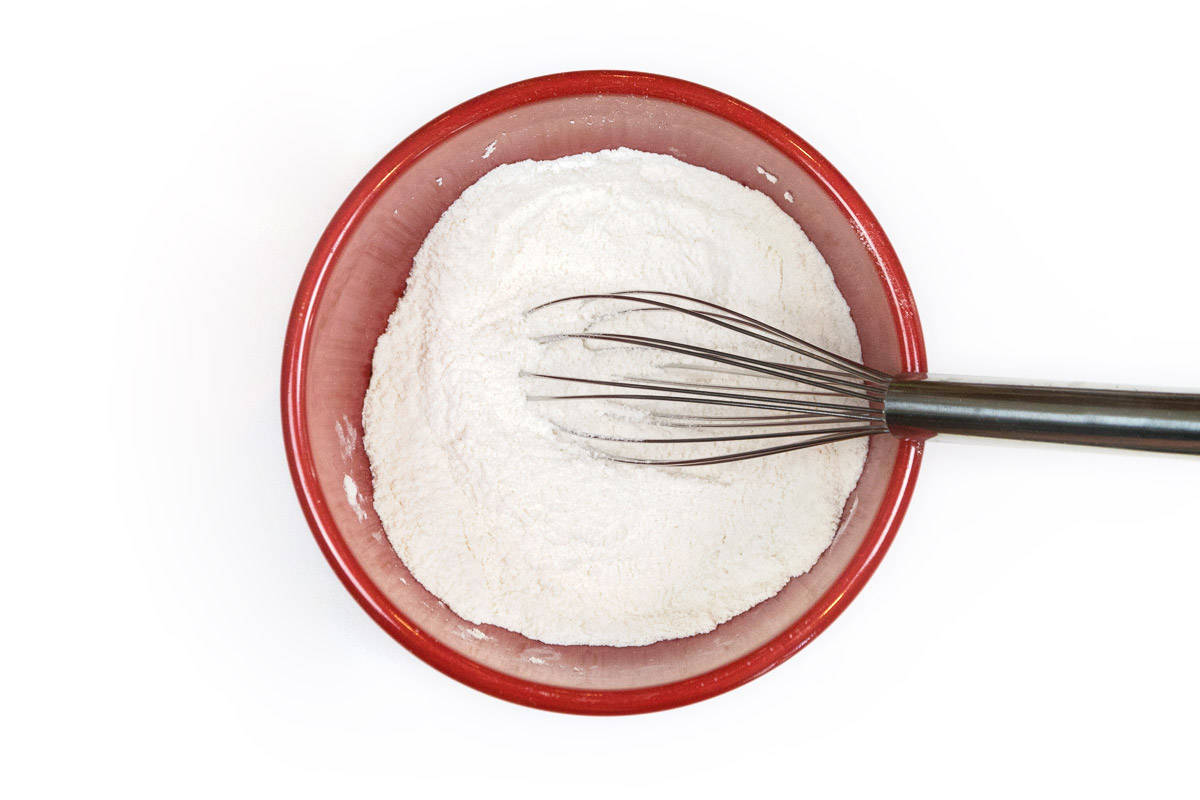 All-purpose flour together with granulated sugar, baking powder, and table salt.