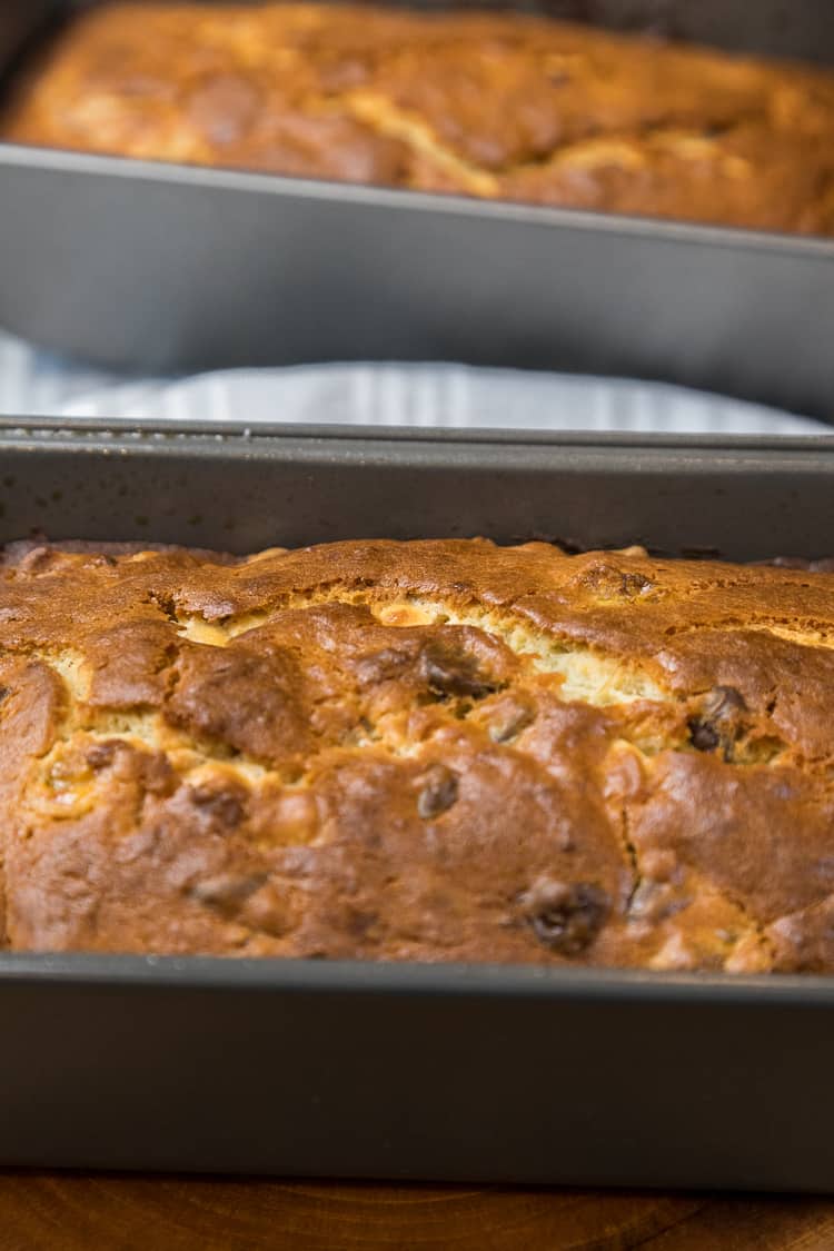 Bake the banana bread in the oven at three hundred and fifty degrees Fahrenheit for one hour.