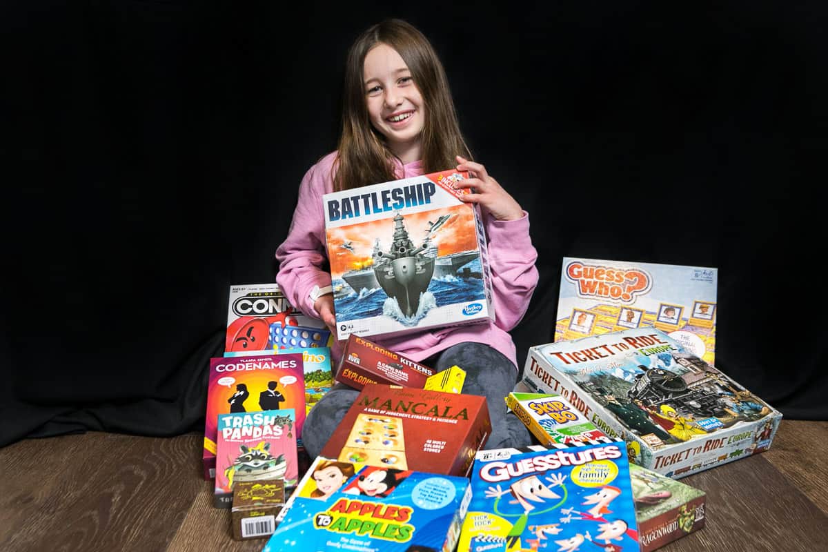 8 year old girl with board games.