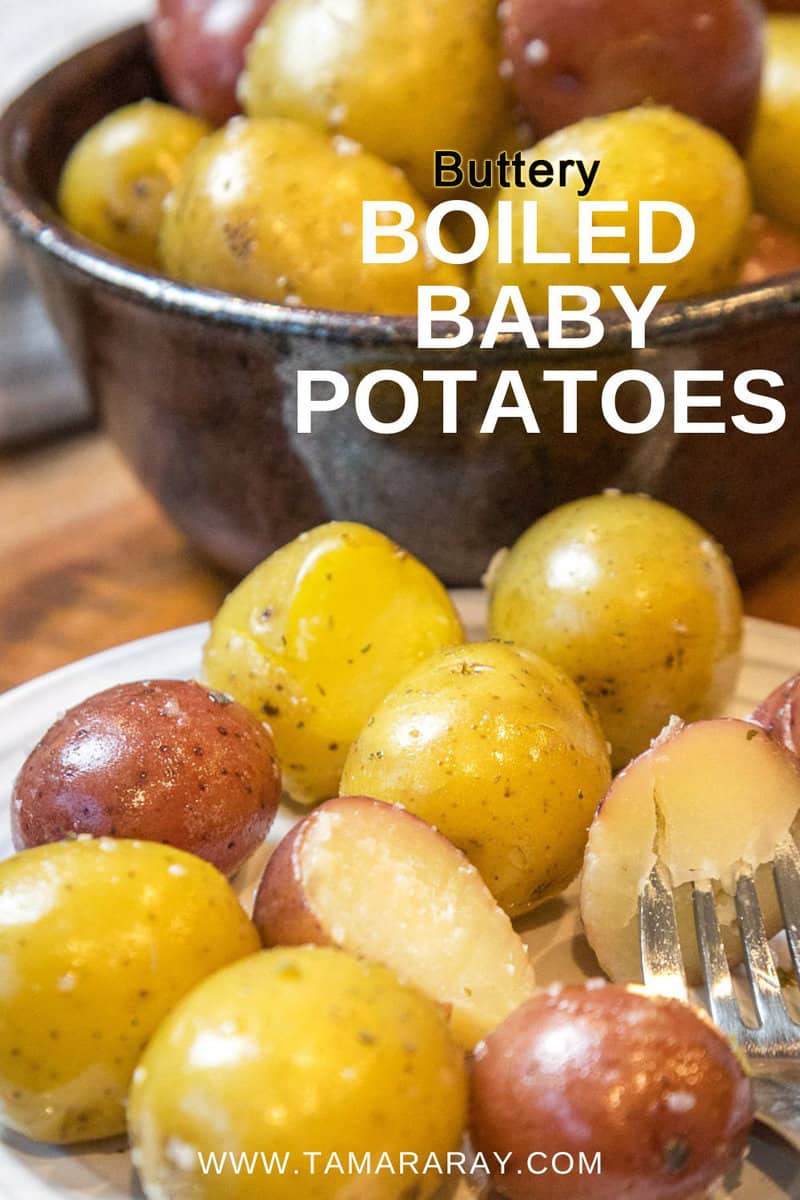 Delicious cooked baby potatoes.