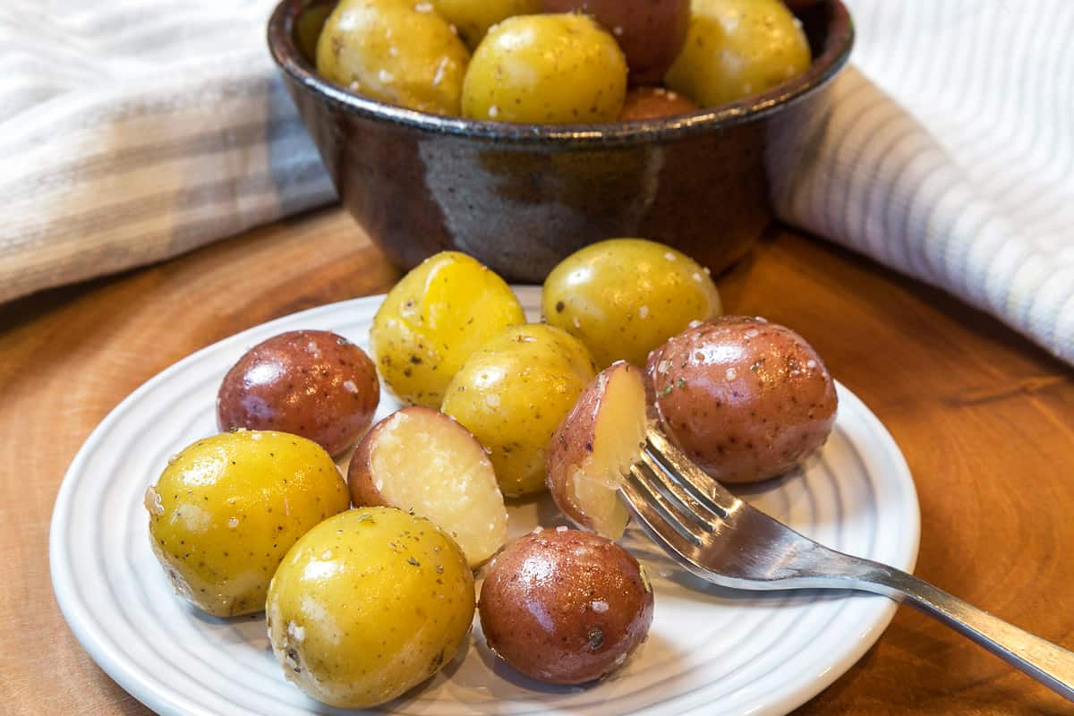 Boiled baby potatoes.
