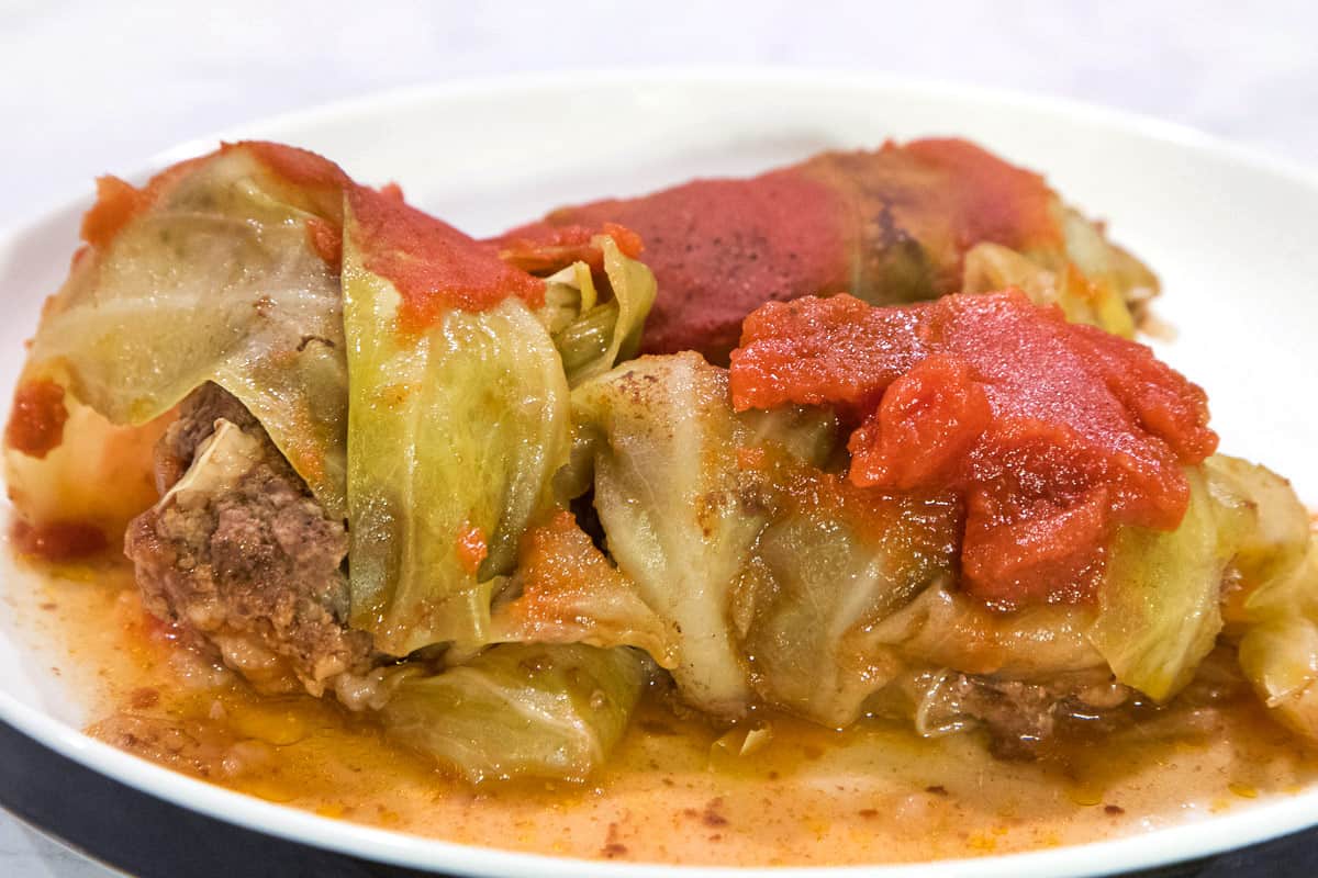 Polish cabbage rolls dinner on the plate.