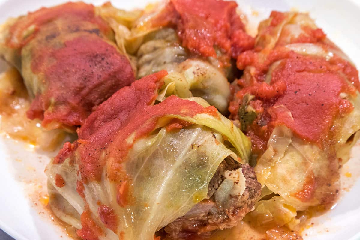 Polish cabbage rolls on a dinner plate