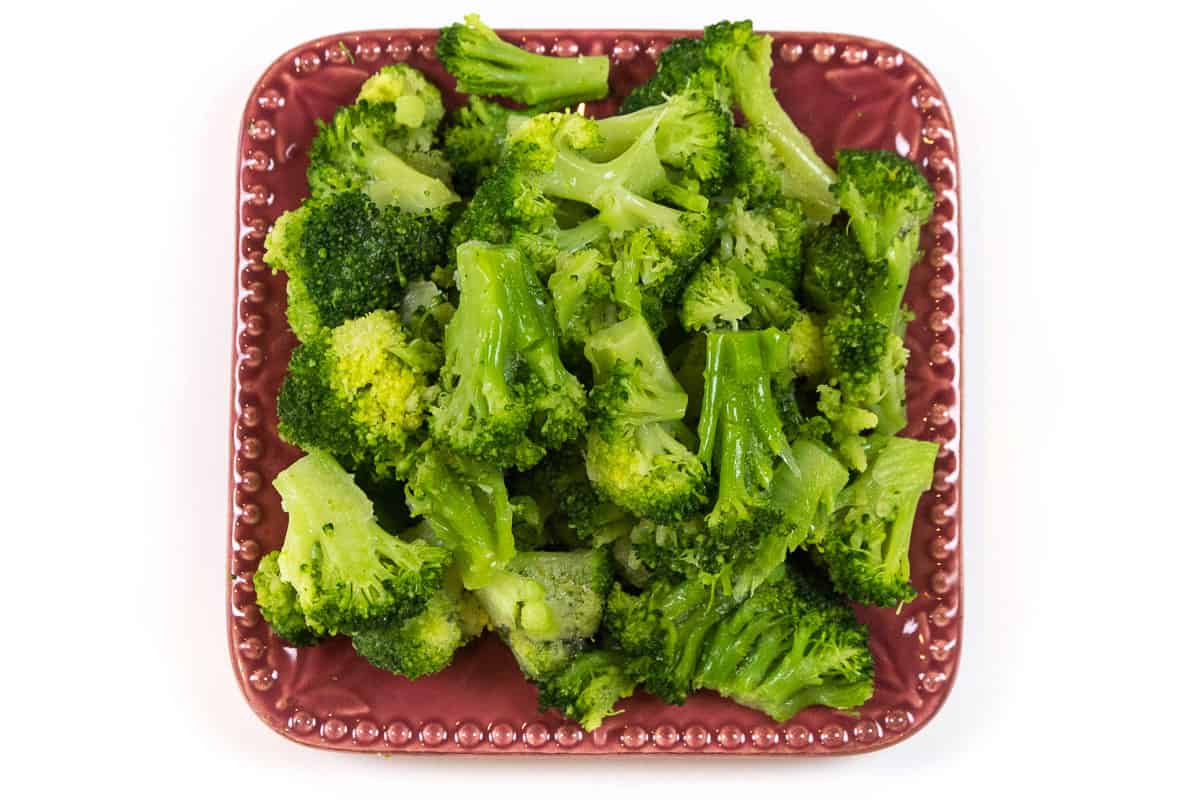 Cut the broccoli into bite-sized florets.