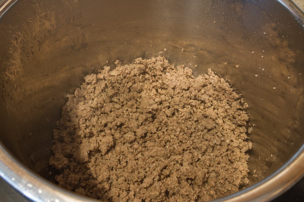 Ground beef browned in the instant pot.
