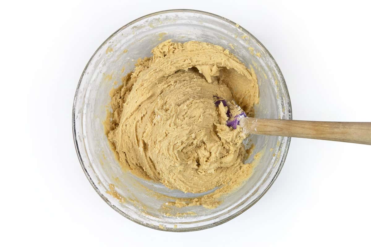 The flour mixture and butter and sugar mixture make the cookie dough.