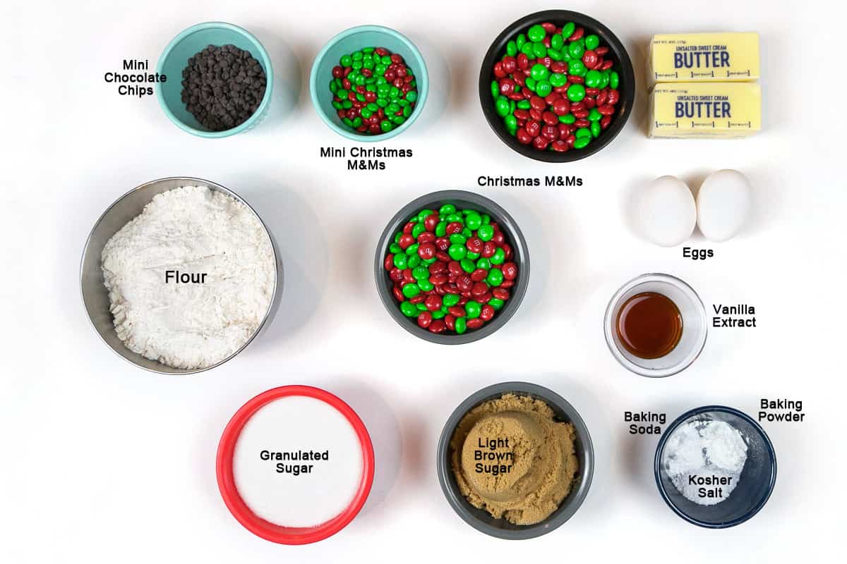 Christmas cookies with M&Ms ingredients