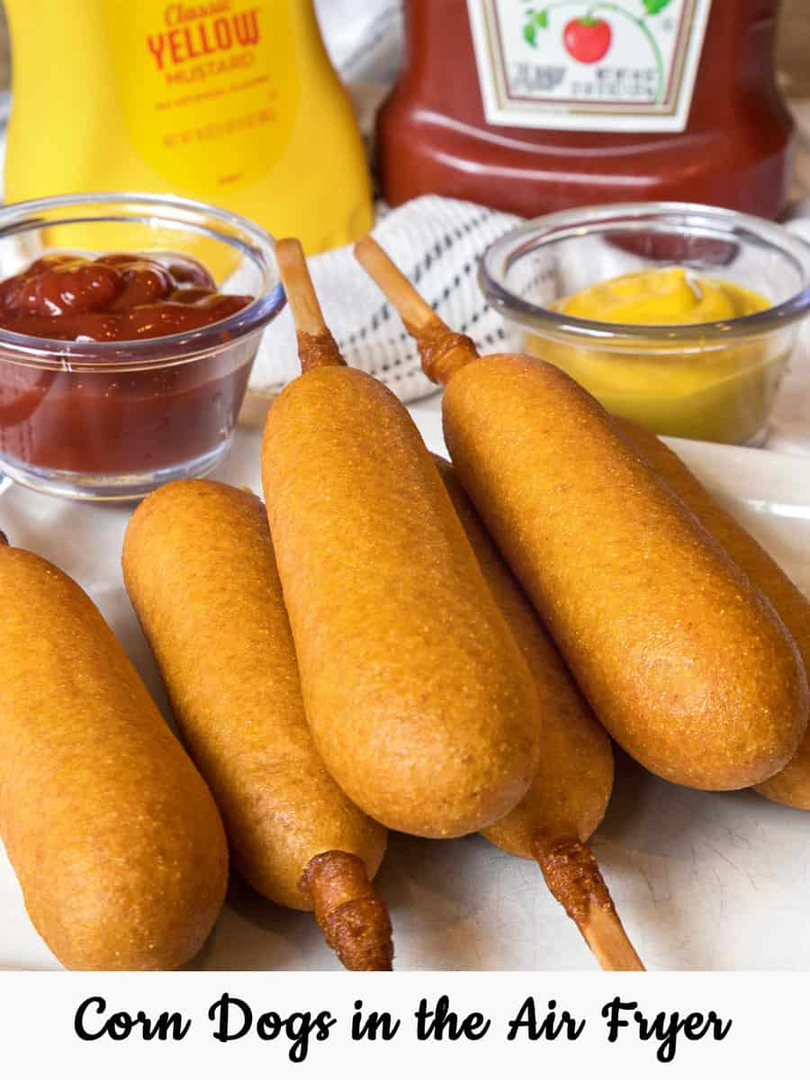 Air-fried corn dogs on a plate.