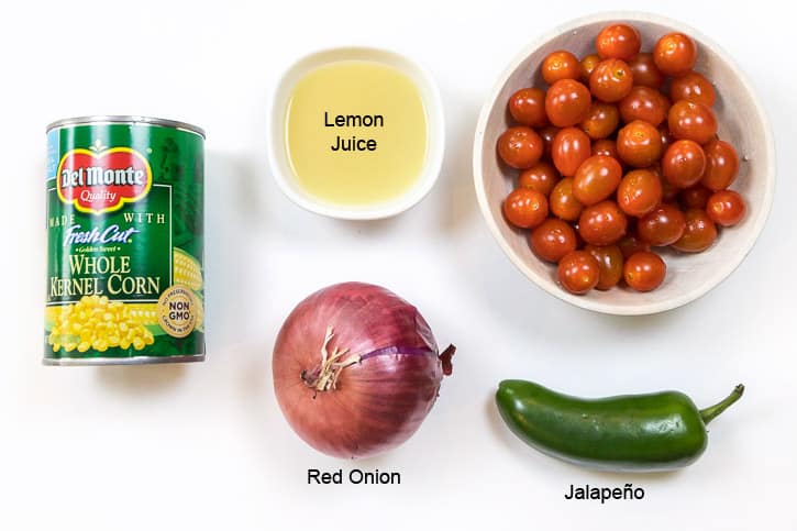 Ingredients for roasted corn salsa.