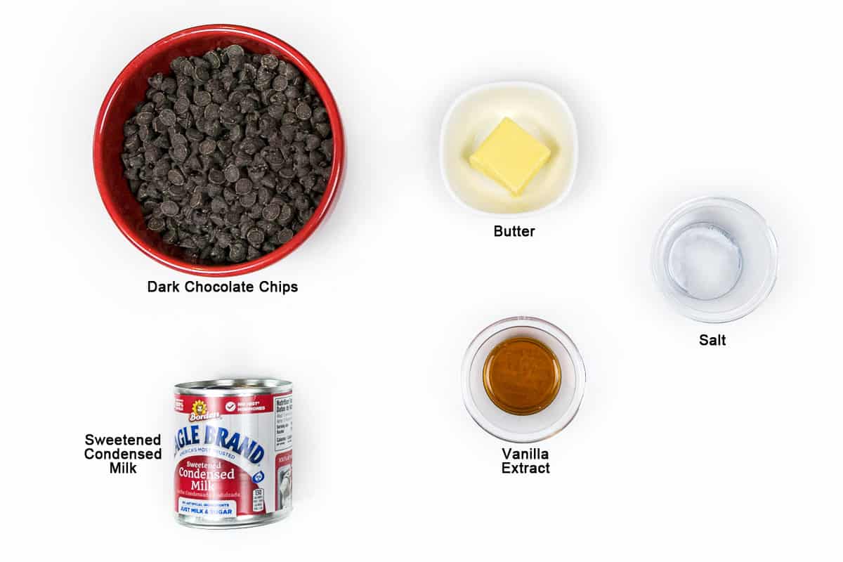 Ingredients for dark chocolate fudge.