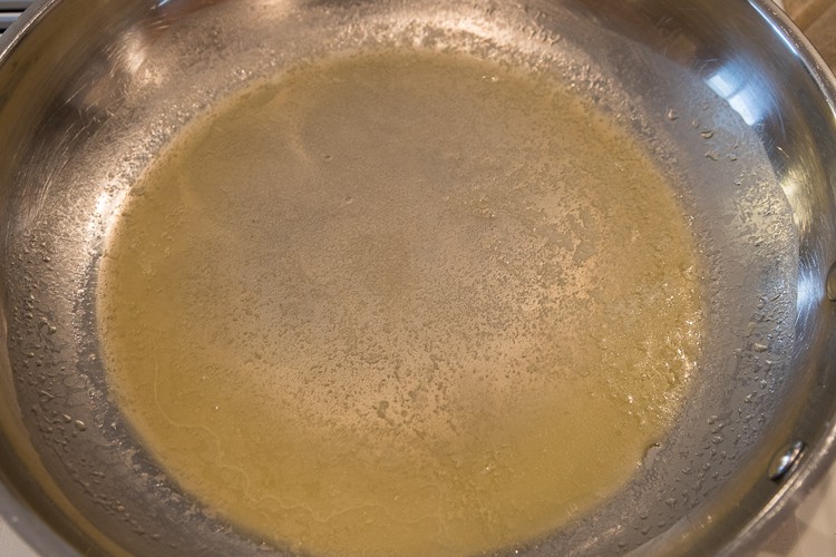 Melted one half cup of butter in a frying pan.