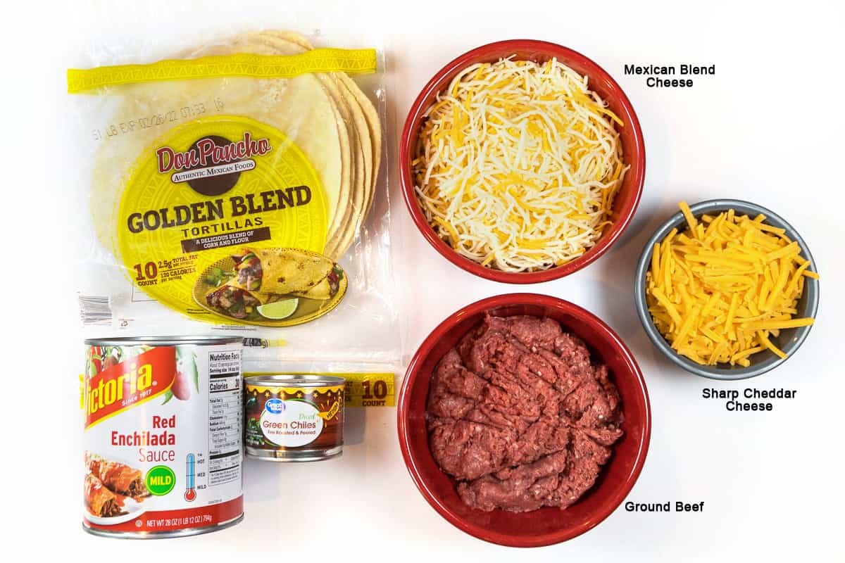 Ingredients for Easy Ground Beef Enchiladas Recipe
