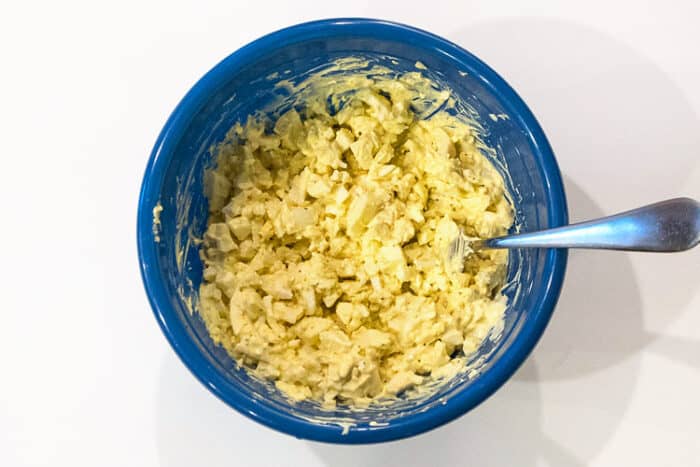 Egg salad in a bowl.