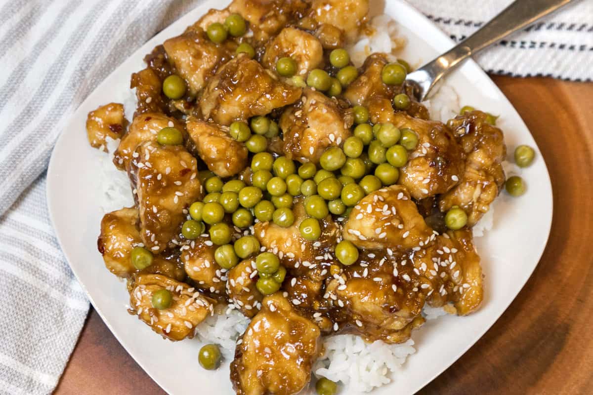 General Tso's chicken recipe on a plate.