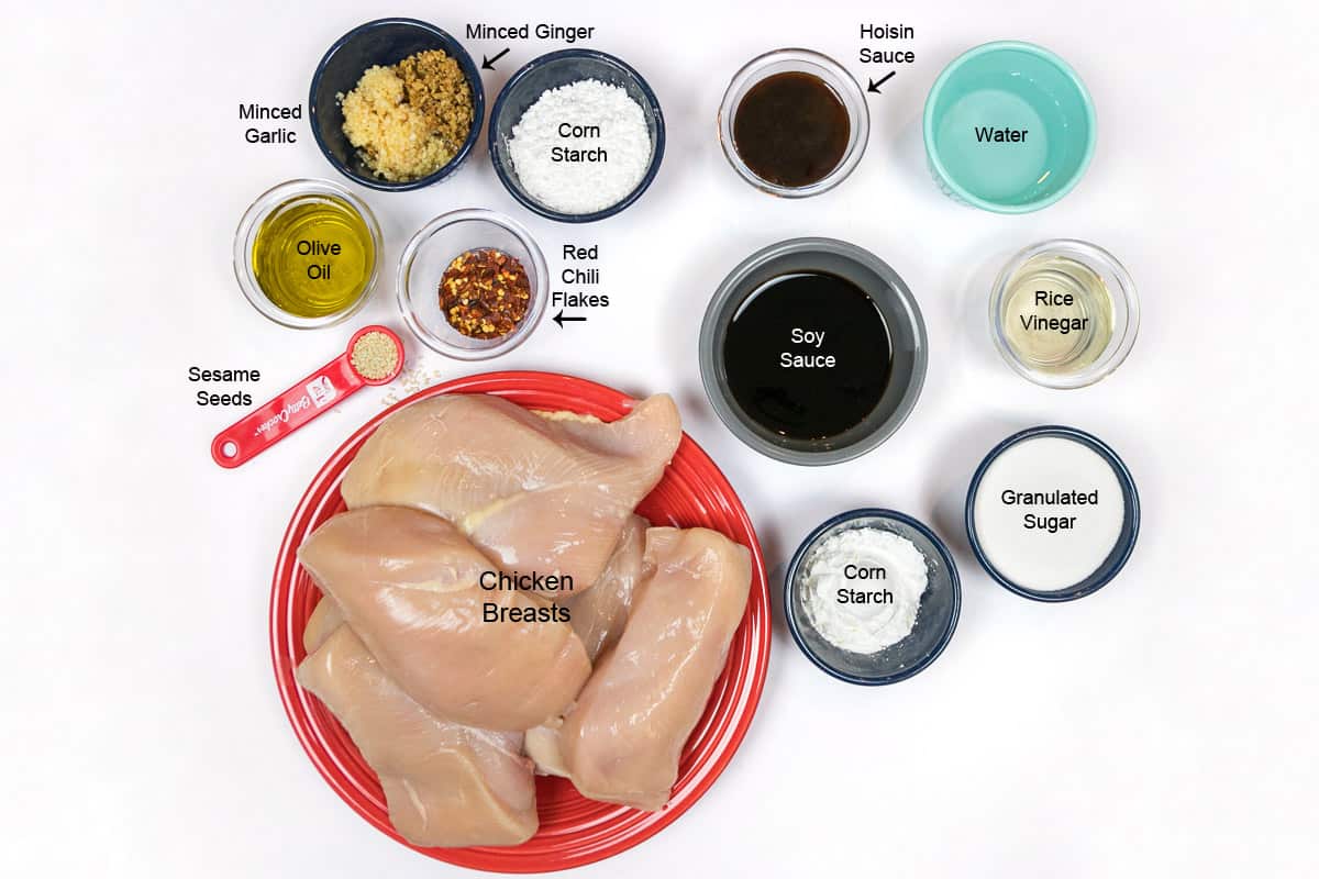 Ingredients for General Tso's chicken recipe.