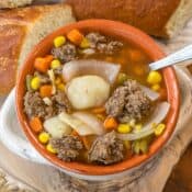 Hamburger soup with cabbage and potatoes recipe.