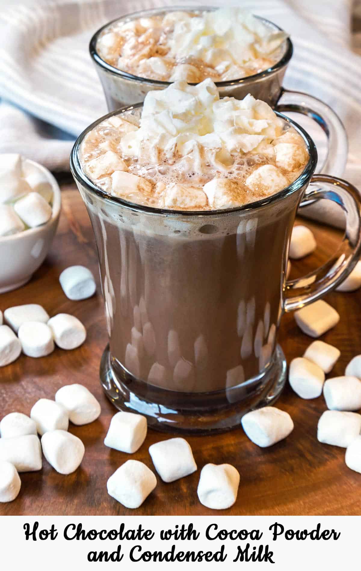 Hot Chocolate Recipe pin image.