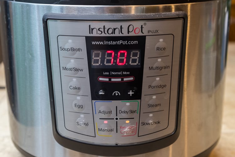 Set instant pot on manual for seventy minutes.