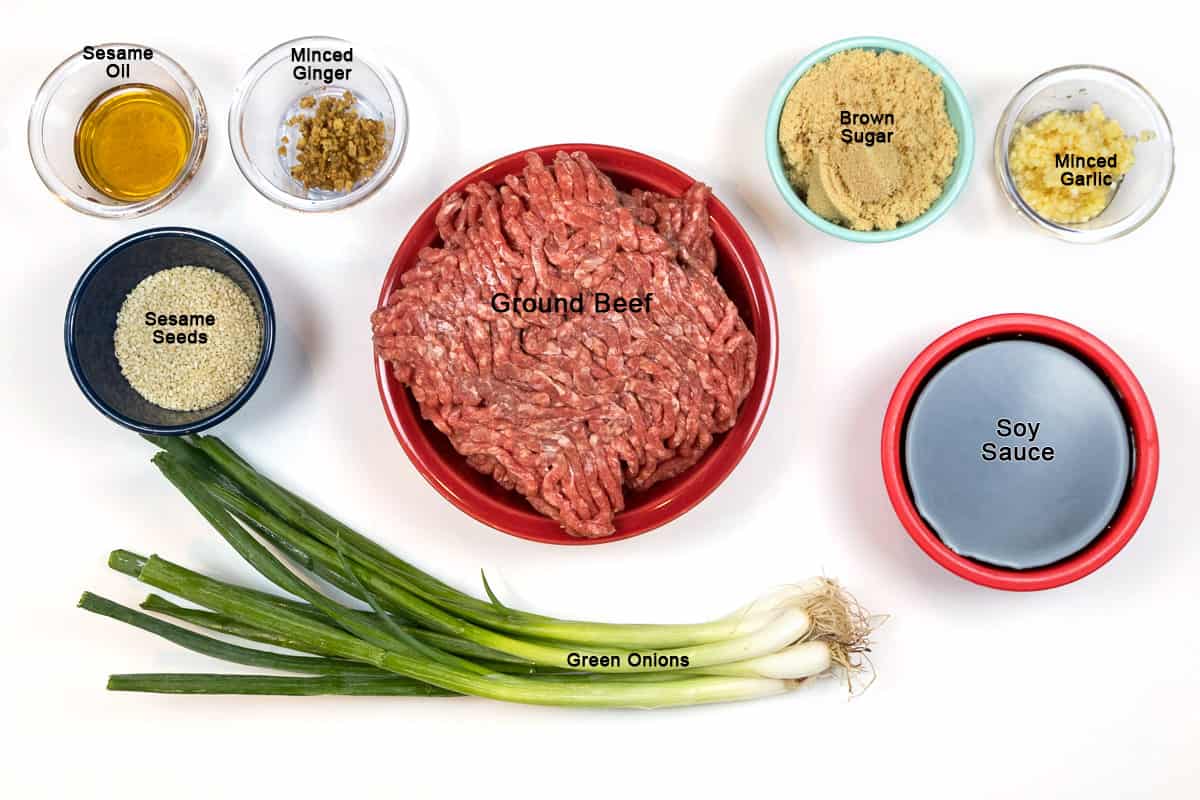 Ingredients for Korean style ground beef.