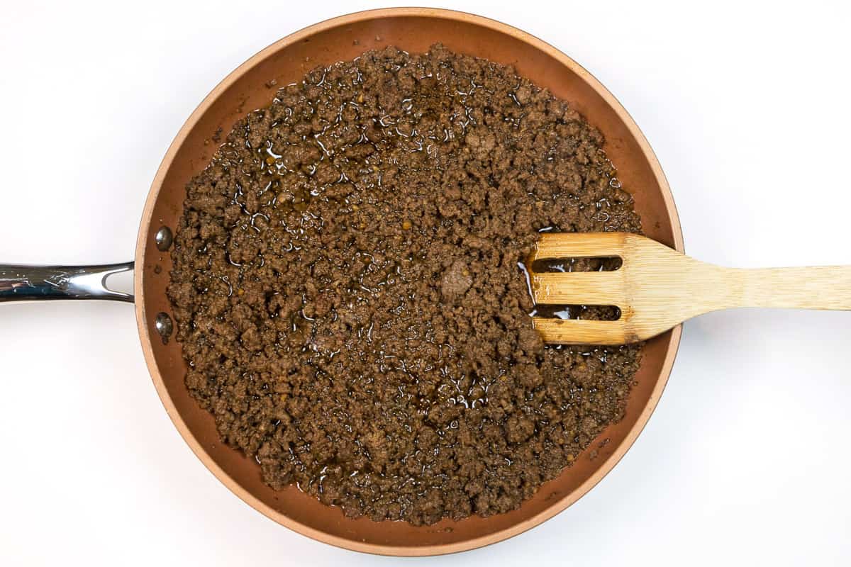 Bring to a boil, then reduce heat and simmer the ground beef mixture for 5 minutes.