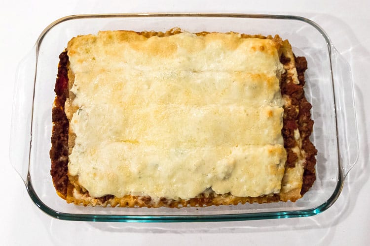Bake the homemade ricotta cheese lasagna uncovered for fifteen more minutes.