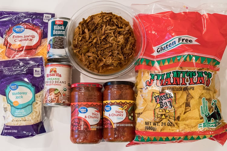 Ingredients for pulled pork nachos.