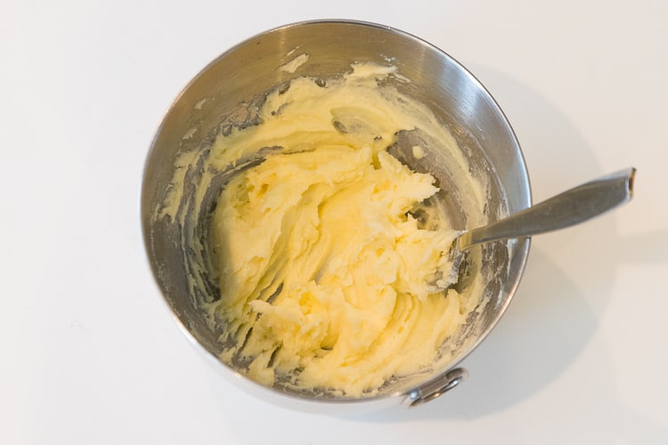 Softened butter and sugar blended together.