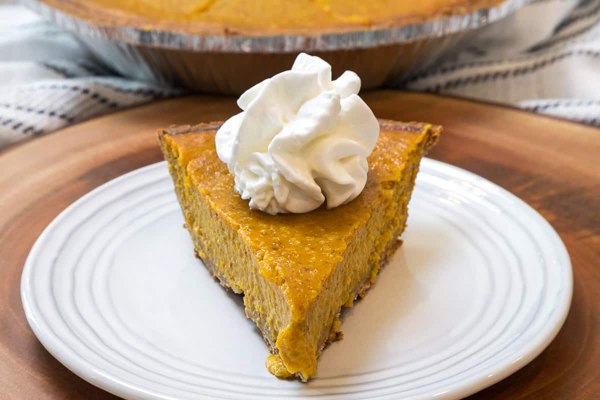Libby's pumpkin pie recipe with topped with cool whip.