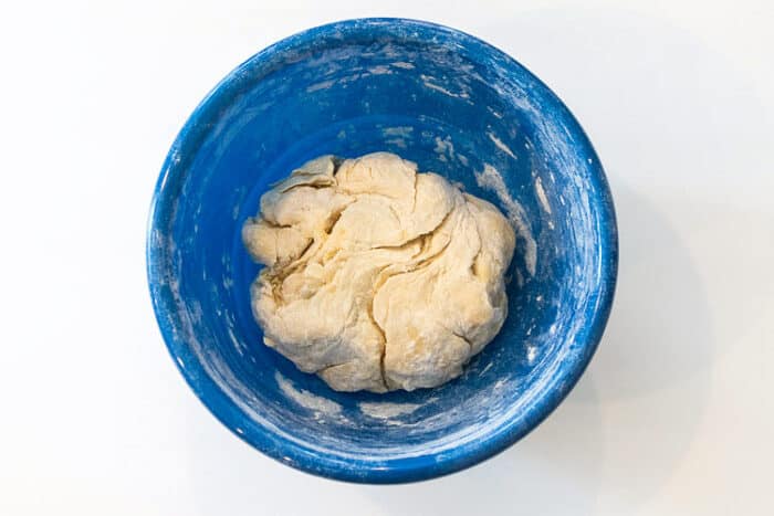Dumpling dough in a bowl.