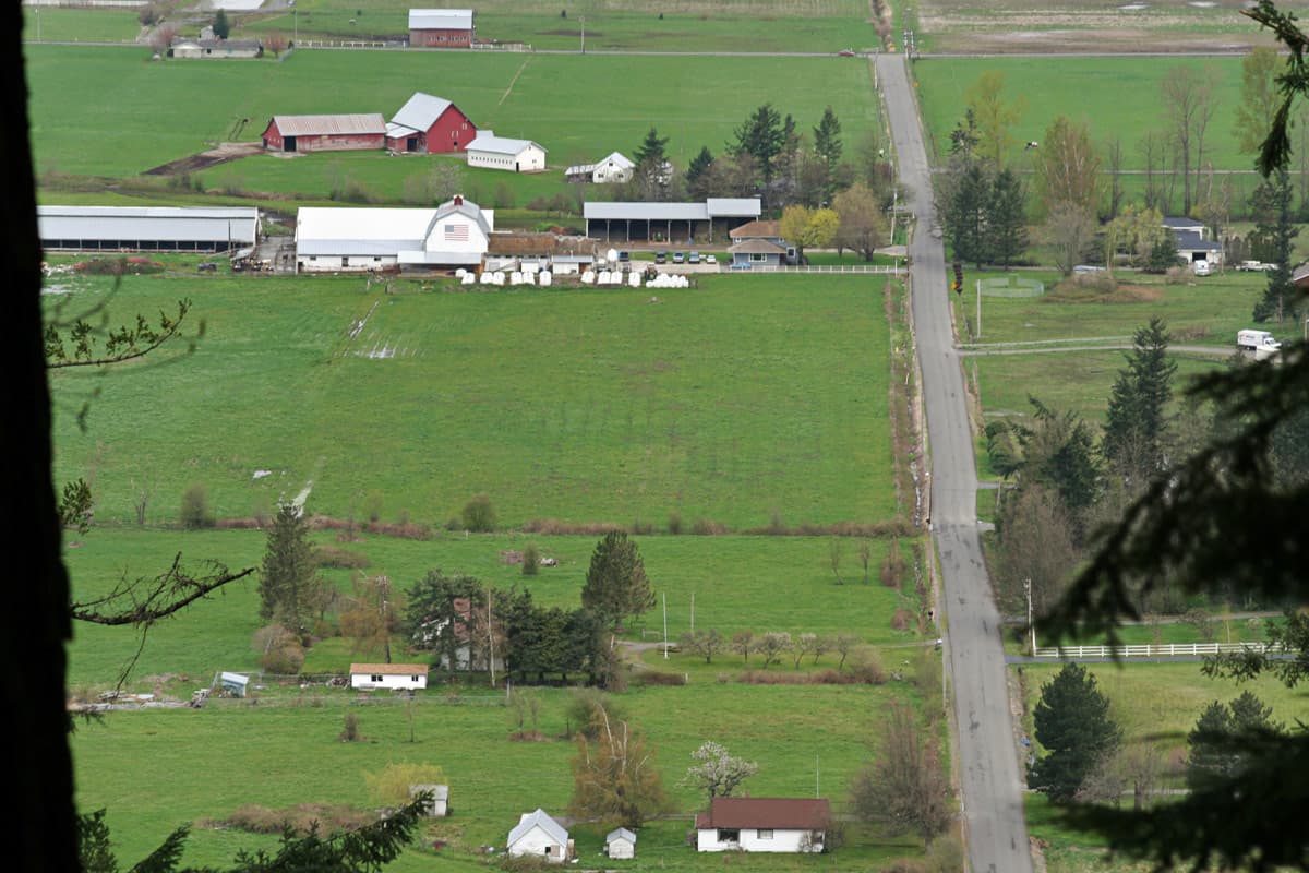 View of farmland on the hiking trail.