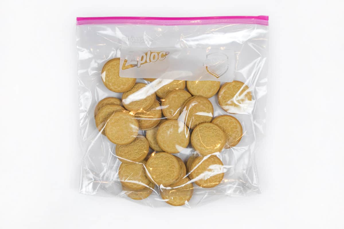 Oreo golden cookies in a ziplock bag.