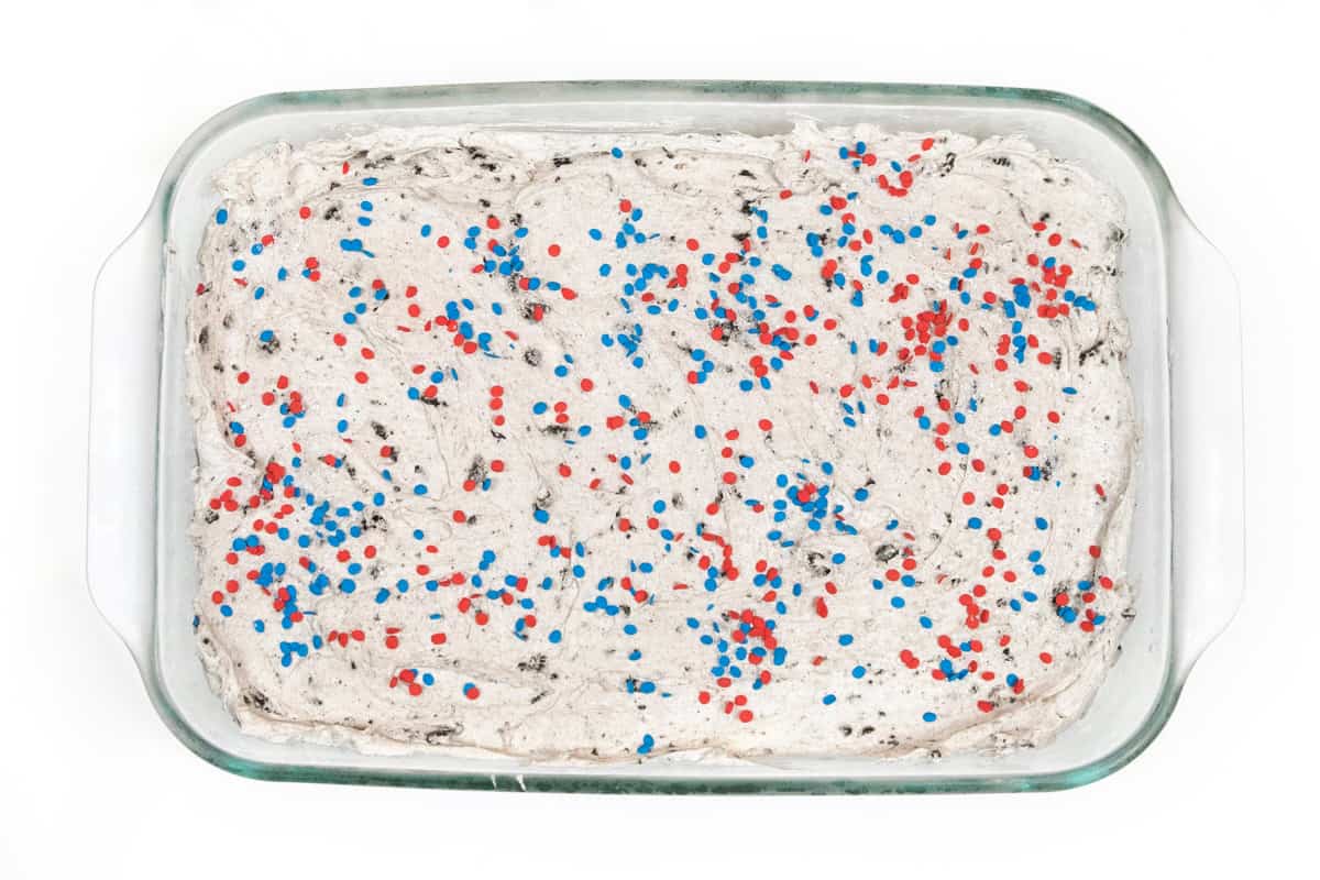 Toss some red, white, and blue sprinkles on top of the cream cheese mixture.